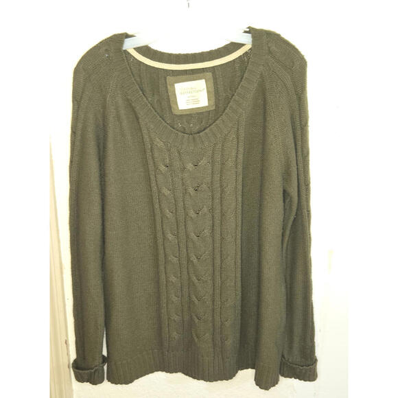 Natural Reflections Sweaters - Natural Reflections Women's Olive Green Cable Knit Sweater XXL